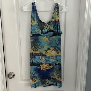 Tropical Print Sleeveless Dress